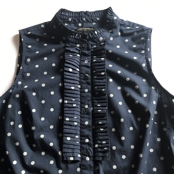 Banana Republic Womens Sleeveless Polka Dot Blouse - Picture 3 of 7